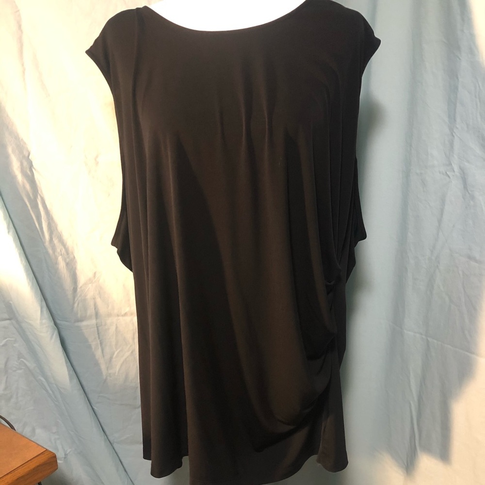 Black Sleeveless Top Rouched One Side